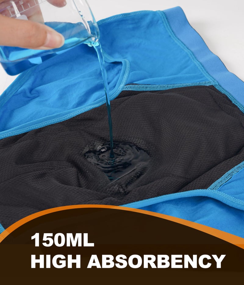 SUNCHIRI Incontinence Underwear for Men, 150ML Absorbent Washable Protective Leak Proof Reusable, Briefs 3 Pack (Multicolor01, Large) - Image 2