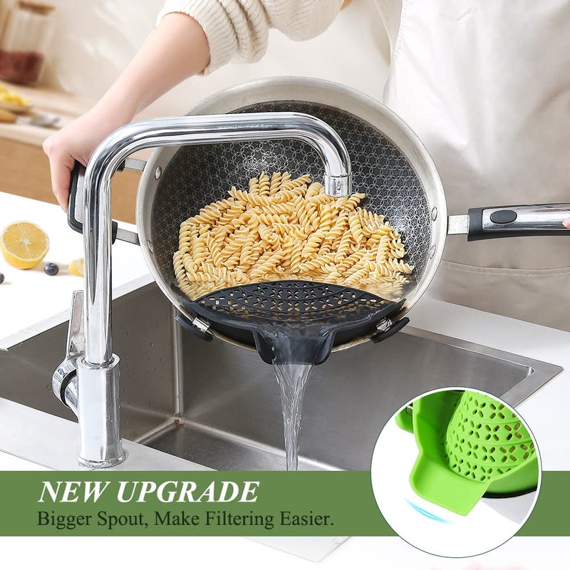Yevior Clip On Strainer For Pots Pan Pasta Strainer  Silicone Food Strainer Hands-Free Pan Strainer  Clip-On Kitchen Food Strainer For Spaghetti  Pasta  Ground Beef Fits All Bowls And Pots (2 Pack) - Image 2