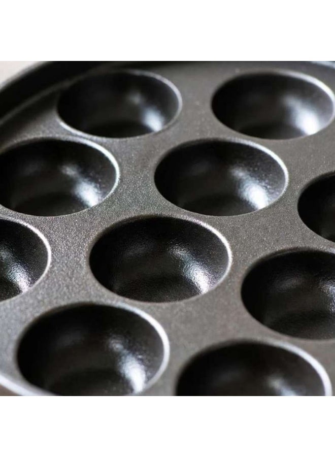 Pan Home Ferric Cast Iron 15 Compartment Takoyaki/Paniyaram Pan Dia23x2.6cm -Black - 201CJN9900142 - Image 3