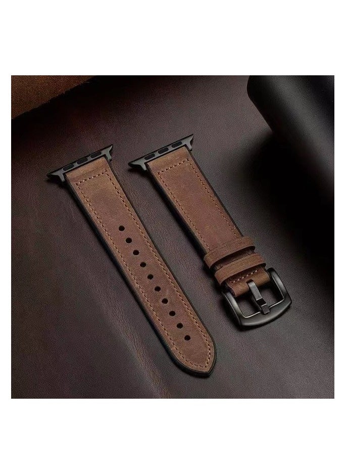 Generic - Premium Leather Apple Watch Strap Compatible with Apple Watch Band 38mm 40mm 41mm 42mm 44mm 45mm 49mm,Yola Leather Bracelet for iWatch Ultra 2/Ultra Series 9/8/7/6/5/4/3/2/1/SE/SE2 Women Men - Image 1