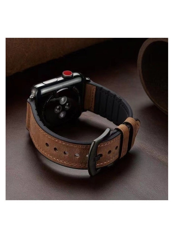 Generic - Premium Leather Apple Watch Strap Compatible with Apple Watch Band 38mm 40mm 41mm 42mm 44mm 45mm 49mm,Yola Leather Bracelet for iWatch Ultra 2/Ultra Series 9/8/7/6/5/4/3/2/1/SE/SE2 Women Men - Image 1