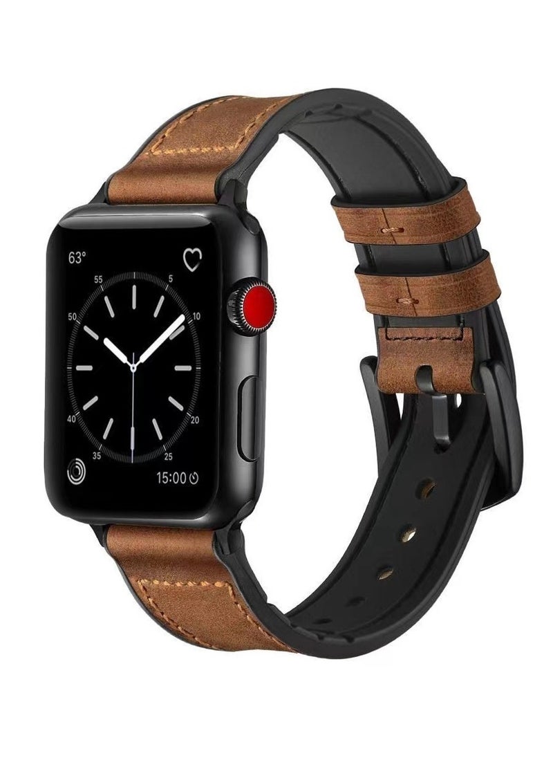 Generic - Premium Leather Apple Watch Strap Compatible with Apple Watch Band 38mm 40mm 41mm 42mm 44mm 45mm 49mm,Yola Leather Bracelet for iWatch Ultra 2/Ultra Series 9/8/7/6/5/4/3/2/1/SE/SE2 Women Men - Image 1