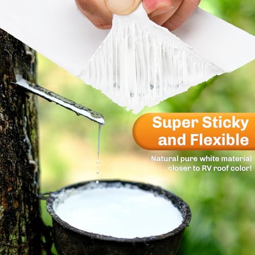 WELLUCK RV Roof Tape Sealant Roofing Tape, 4 Inch X 50 Foot Natural White RV Tape for Roof Repair Camper Trailer Boat Sealing Leak Repair, UV & Waterproof - Image 2