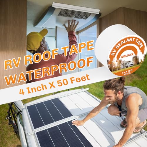 WELLUCK RV Roof Tape Sealant Roofing Tape, 4 Inch X 50 Foot Natural White RV Tape for Roof Repair Camper Trailer Boat Sealing Leak Repair, UV & Waterproof - Image 3