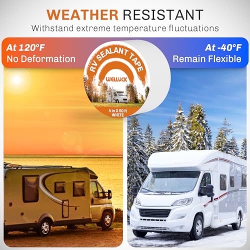 WELLUCK RV Roof Tape Sealant Roofing Tape, 4 Inch X 50 Foot Natural White RV Tape for Roof Repair Camper Trailer Boat Sealing Leak Repair, UV & Waterproof - Image 5