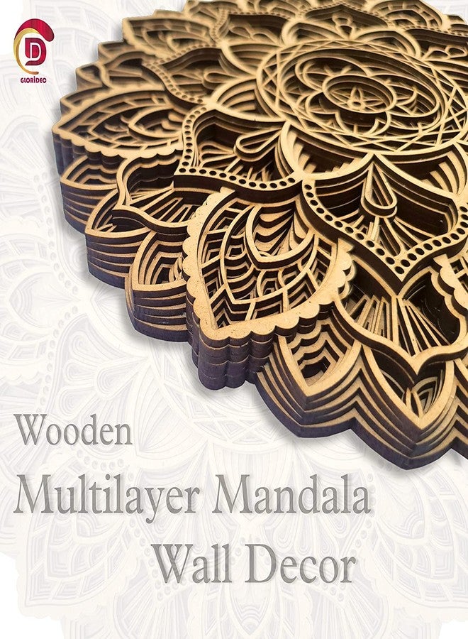 Gloridec 3D Laser Cut Decorative Mandala Wall Decor made of Engineered Wood | Decorative Multi Layered Round Mandala Wall Art, Living Room Wall Hanging (Flower Mandala) (24" x 24" Inch) - Image 5