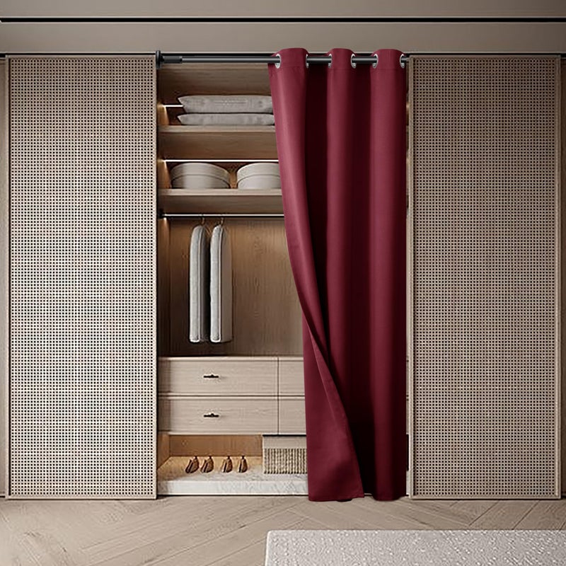 BGment Bression Burgundy Door Surtain 78 بوصة الطول للدخول إلى غرفة نوم الخزانة الستار الخصوص - Image 2