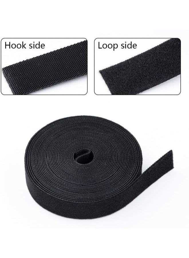 Cable Tidy Management Fastening Tape Sticky Strips Hook Loop Reusable and Flexible Wire Ties Cable Organizer for Computer TV Power and Other Cables Black 5 Meter - Image 2
