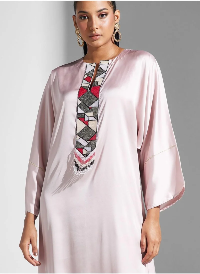 MAISON ARABELLE Embroidered Side Slit Kaftan