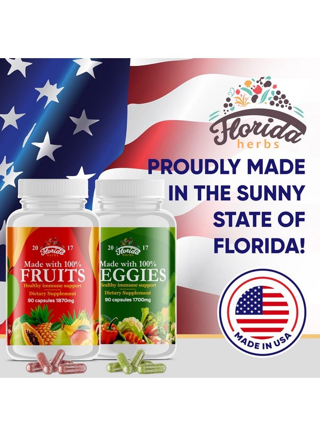 FLORIDA HERBS مكمل الفواكه والخضروات - 90 كبسولة فواكه و90 كبسولة خضار - فيتامينات طبيعية، توازن الفواكه والخضار يدعم توازن الطاقة، خالي من الصويا، كبسولات نباتية - 90 حبة (عبوة من 2)  - Image 5