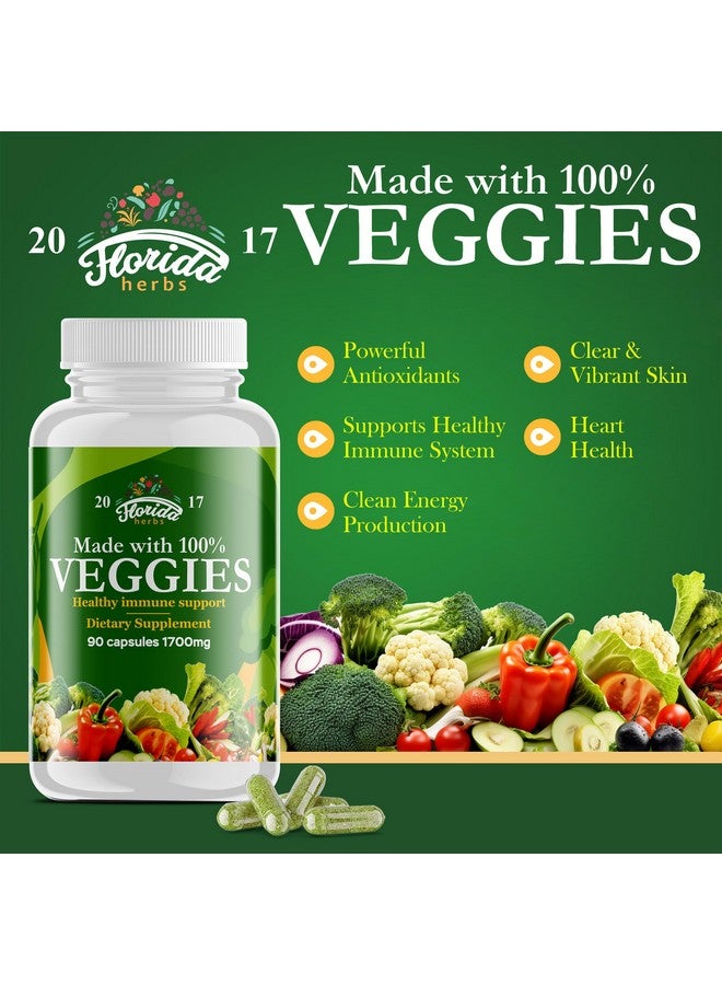 FLORIDA HERBS مكمل الفواكه والخضروات - 90 كبسولة فواكه و90 كبسولة خضار - فيتامينات طبيعية، توازن الفواكه والخضار يدعم توازن الطاقة، خالي من الصويا، كبسولات نباتية - 90 حبة (عبوة من 2)  - Image 3