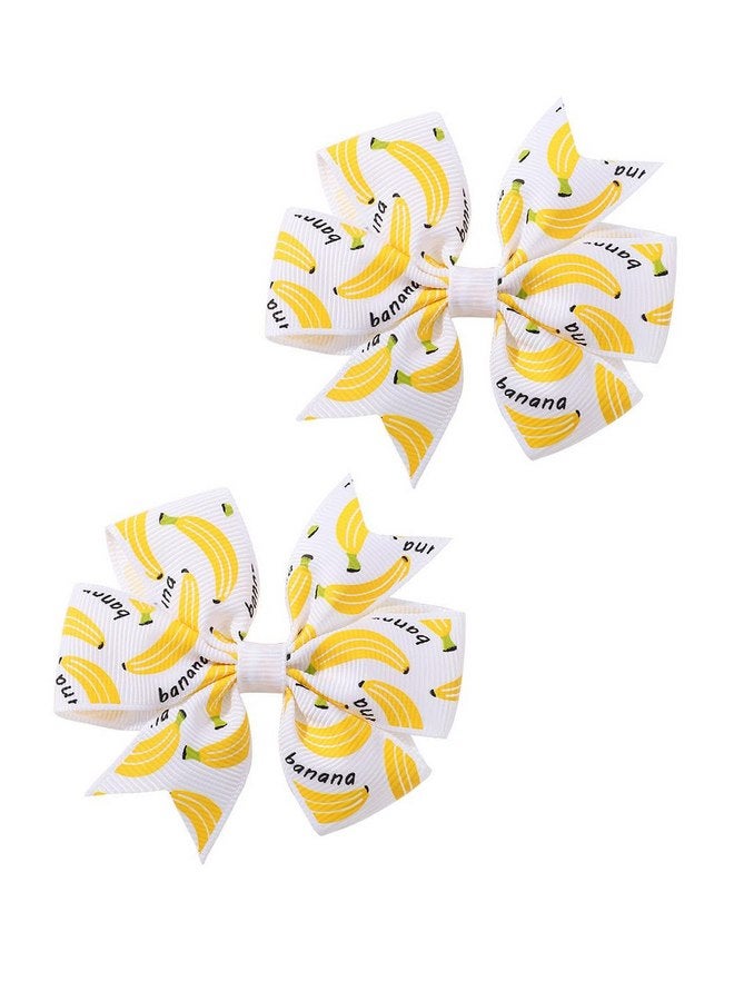 BBTDIN Baby Girls Banana Bow Hair Clips Kids Girls Fruits Bowknot Girls Banana Hair Bow Clips BBG94 (A1-White Bow) - Image 1