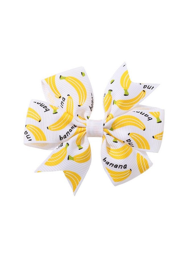 BBTDIN Baby Girls Banana Bow Hair Clips Kids Girls Fruits Bowknot Girls Banana Hair Bow Clips BBG94 (A1-White Bow) - Image 2