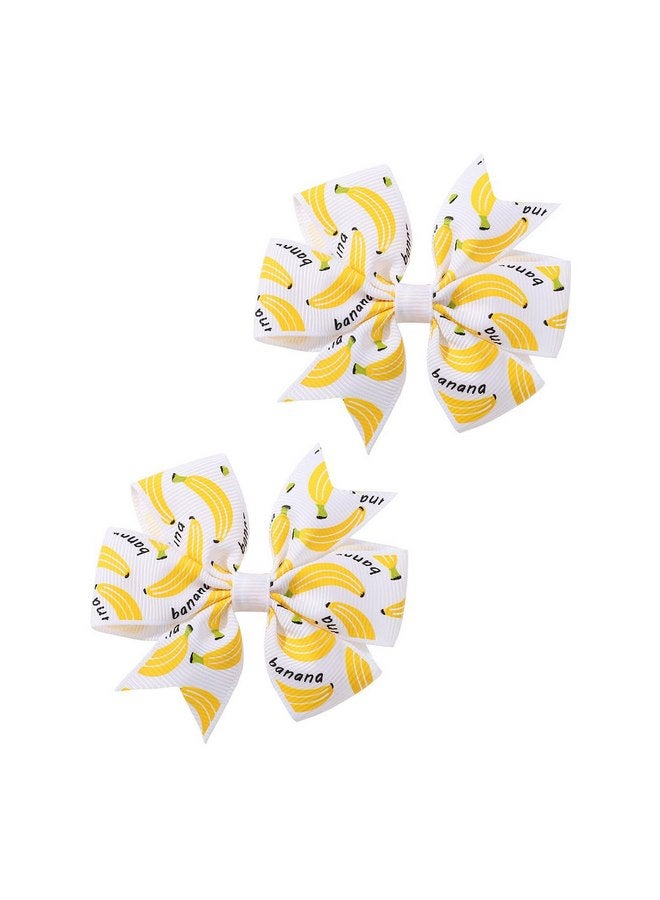 BBTDIN Baby Girls Banana Bow Hair Clips Kids Girls Fruits Bowknot Girls Banana Hair Bow Clips BBG94 (A1-White Bow) - Image 3