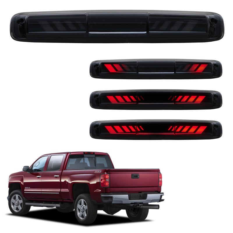 Cxdar Third 3rd Brake Light for 1999-2006 Chevy Silverado/GMC Sierra 1500 2500 3500HD, 2007 Silverado/Sierra Classic Model LED Time Tunnel Sequential High Mount Stop Light Rear Center Tail Lamp - Image 1