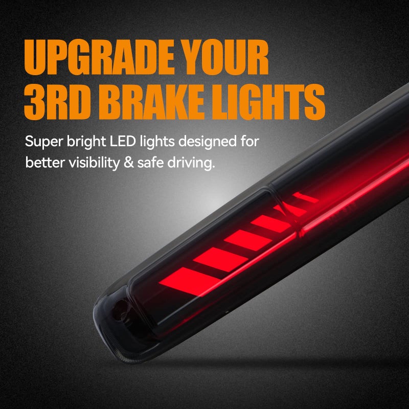 Cxdar Third 3rd Brake Light for 1999-2006 Chevy Silverado/GMC Sierra 1500 2500 3500HD, 2007 Silverado/Sierra Classic Model LED Time Tunnel Sequential High Mount Stop Light Rear Center Tail Lamp - Image 3