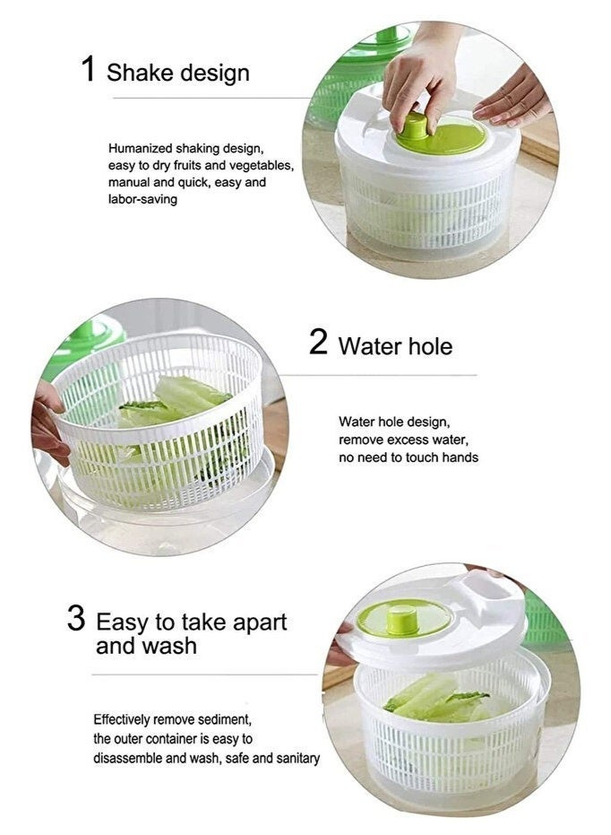 Macon Salad dryer and vegetable washer (large capacity 3 liters) - Fruit and lettuce dryer - Image 3