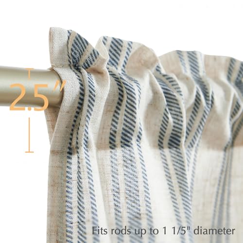 jinchan Striped Valance Farmhouse Window Treatment Linen Textured Drapes for Small Windows Kitchen Living Room RV Vintage Light Filtering Valance 16 Inch Rod Pocket 1 Panel Blue on Beige - Image 5