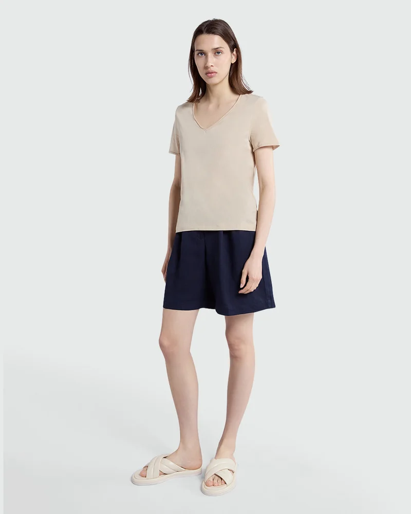 Ovs V-Neck Tee In Summer Sand