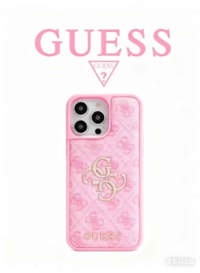 جس غطاء iPhone 16 Pro Max ، مع شعار وتصميم جلدي معتمد من قبل العلامة التجارية العالمية Guess - Image 1
