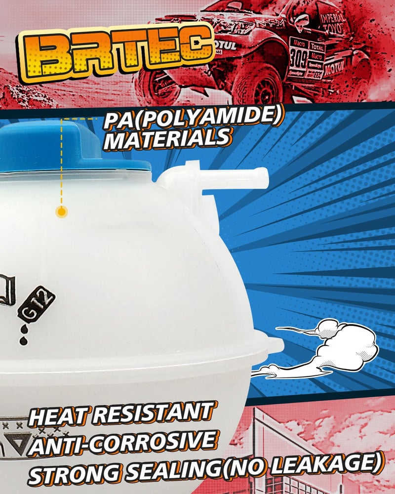 BRTEC Coolant Reservoir Pressurized bottle with Cap for 2008 2009 for Audi TT; 2005-2013 for Volkswagen Jetta; 2006 2007 2008 2009 2010 2011 for Volkswagen Passat Coolant Reservoir with Cap - Image 2