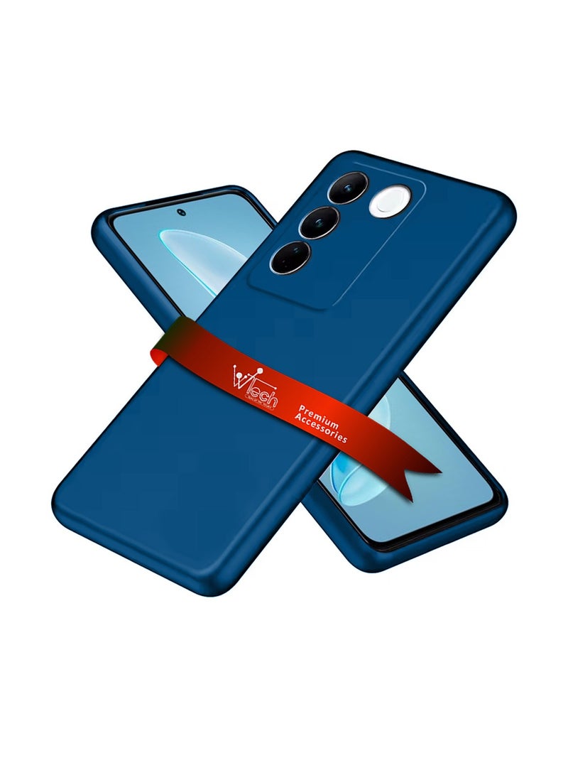 Wtech Soft Liquid Silicone Case Cover For Vivo V30 Lite 4G 2024 Navy Blue - Image 1