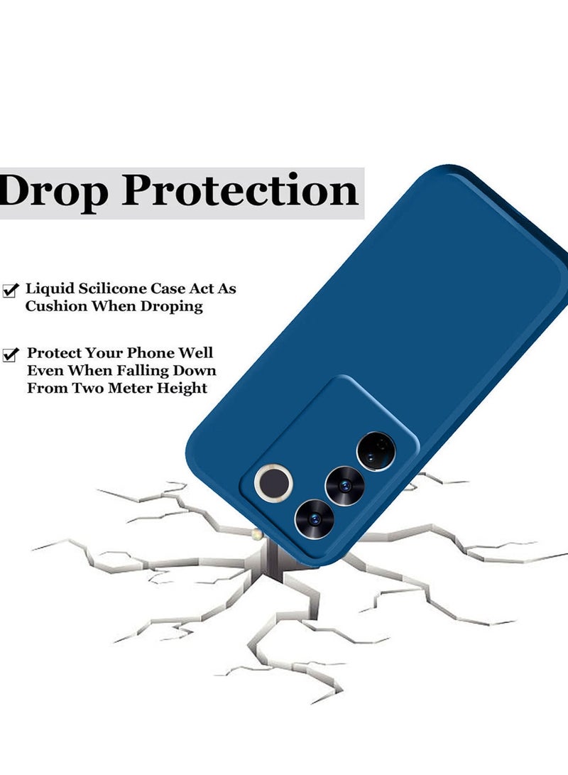 Wtech Soft Liquid Silicone Case Cover For Vivo V30 Lite 4G 2024 Navy Blue - Image 2