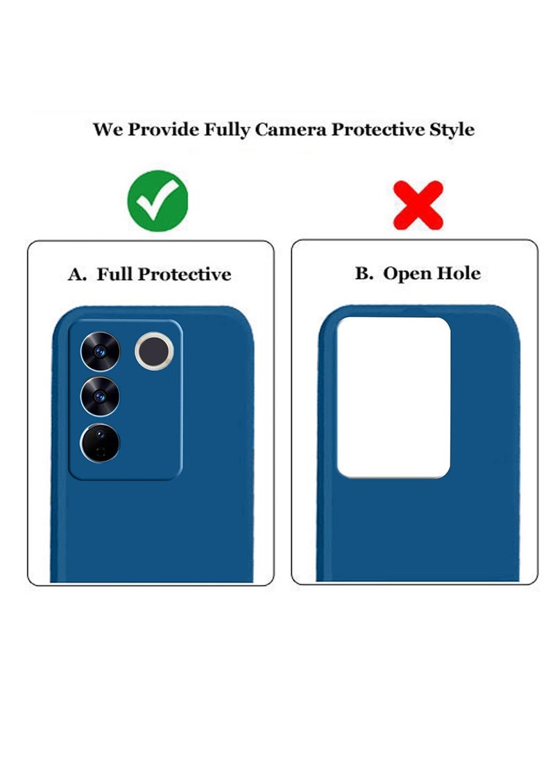 Wtech Soft Liquid Silicone Case Cover For Vivo V30 Lite 4G 2024 Navy Blue - Image 4