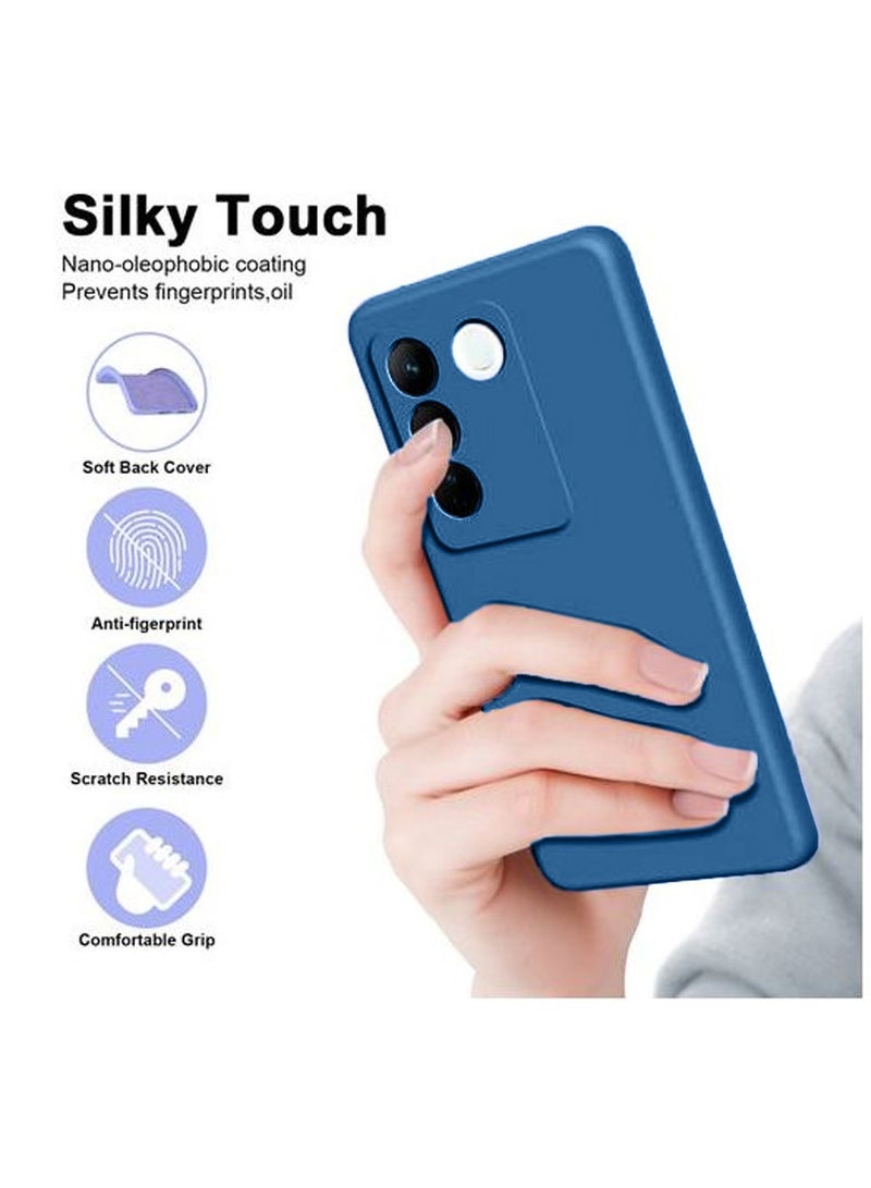 Wtech Soft Liquid Silicone Case Cover For Vivo V30 Lite 4G 2024 Navy Blue - Image 5