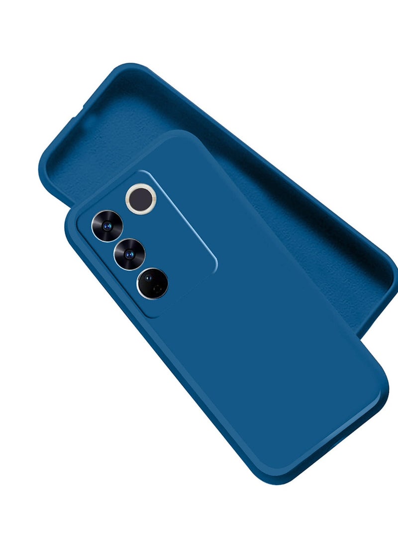 Wtech Soft Liquid Silicone Case Cover For Vivo V30 Lite 4G 2024 Navy Blue - Image 3
