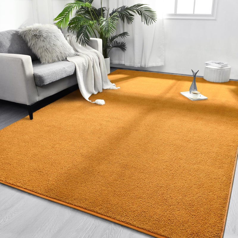 FlyDOIT Area Rugs for Bedroom Living Room, 4x6 Orange Super Soft Comfy Thickened Memory-Foam Indoor Carpets, Modern Aesthetic Minimalist Carpet for Boys Girls Adults Apartment Nursery Home DÃ©cor - Image 1