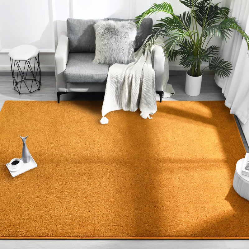 FlyDOIT Area Rugs for Bedroom Living Room, 4x6 Orange Super Soft Comfy Thickened Memory-Foam Indoor Carpets, Modern Aesthetic Minimalist Carpet for Boys Girls Adults Apartment Nursery Home DÃ©cor - Image 2
