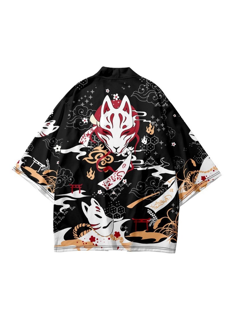 Loquat New China-Chic Element 3D Printing Cardigan Loose Men's Cape - Image 1