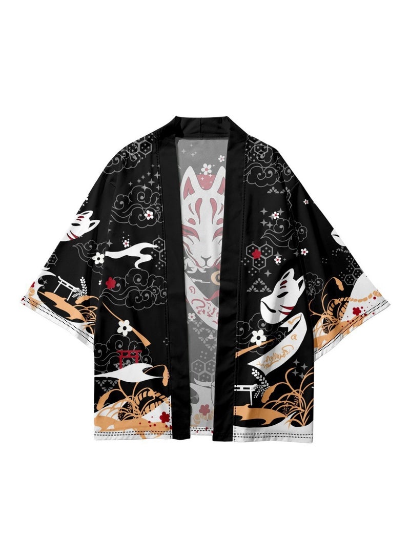 Loquat New China-Chic Element 3D Printing Cardigan Loose Men's Cape - Image 2