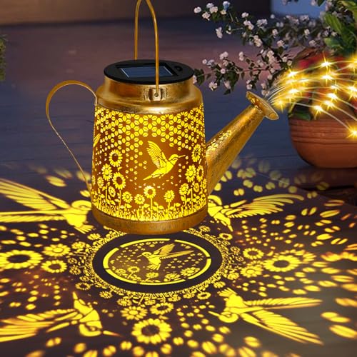 ostritec Hummingbird Solar Lanterns Garden Decor Outdoor Waterproof Watering Can with Shepherd Hook Solar Garden Decor for Yard Outdoor Pathway Gifts for Women Mom Grandma Birthday Mothers Day - Image 3