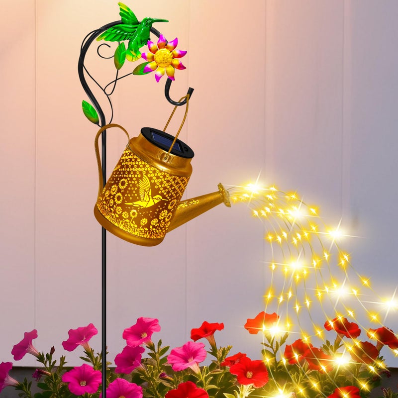 ostritec Hummingbird Solar Lanterns Garden Decor Outdoor Waterproof Watering Can with Shepherd Hook Solar Garden Decor for Yard Outdoor Pathway Gifts for Women Mom Grandma Birthday Mothers Day - Image 2