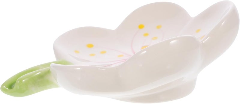 Generic Ceramic Soap Dish Flower Soap Holder Tray Wear-Resistant High-Gloss White Porcelain Storage for Home Use - Image 1
