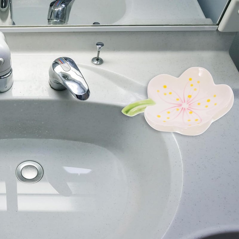 Generic Ceramic Soap Dish Flower Soap Holder Tray Wear-Resistant High-Gloss White Porcelain Storage for Home Use - Image 5
