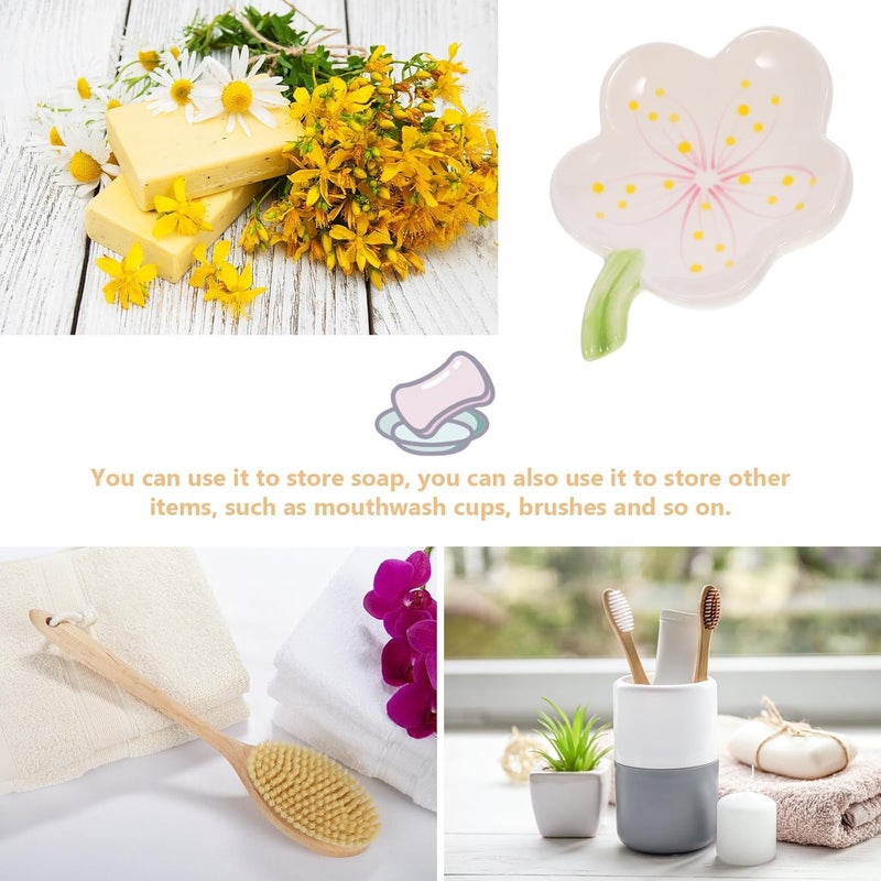 Generic Ceramic Soap Dish Flower Soap Holder Tray Wear-Resistant High-Gloss White Porcelain Storage for Home Use - Image 3