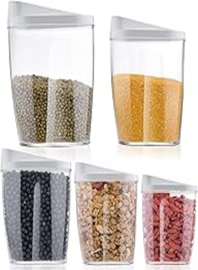 Acrylic Plastic Cereal Storage Containers Locking, Clear, 5 Piece, Different Size