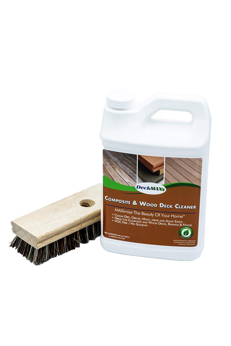 DeckMax Premium Deck Cleaner Kit | Deck Cleaner and Mildew Remover | Cleans up to 1,500 Sq. Ft. | Safe for Trex, Timbertech & Wood Decking | Powerful & Eco-Friendly Deck's Cleaning Solution - Image 1