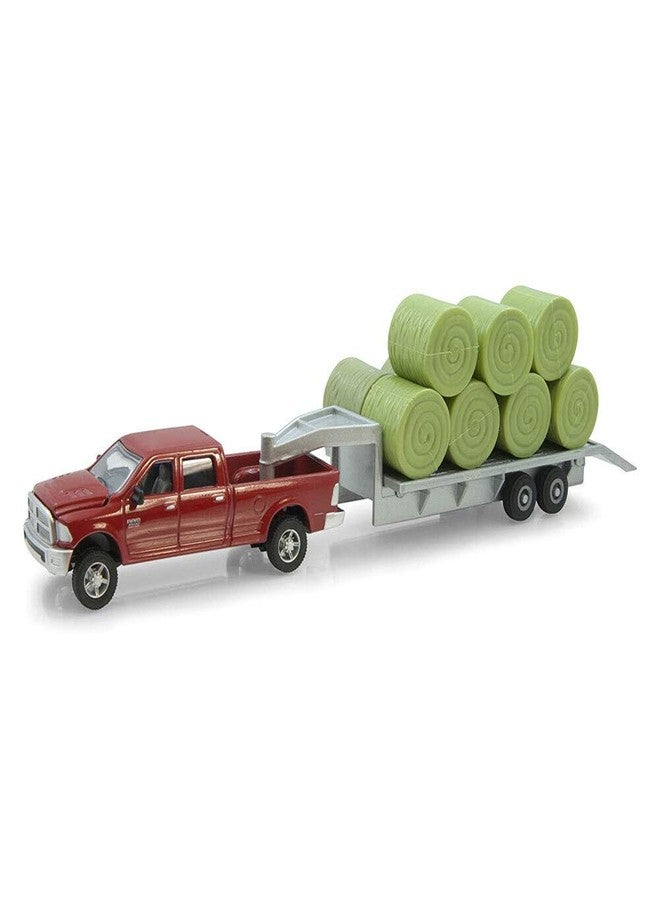 Ertl 1:64-Scale Dodge Pickup with Diecast Trailer and Bales - Image 1