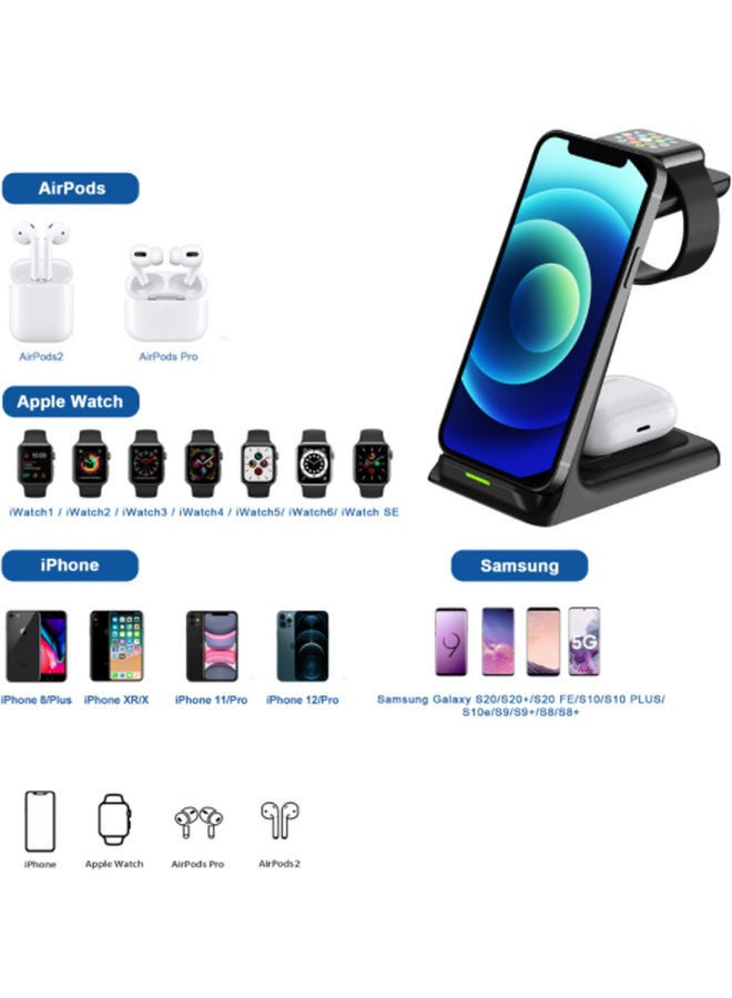 إسكدنيا شاحن لاسلكي 3 في 1 أسود - Image 5