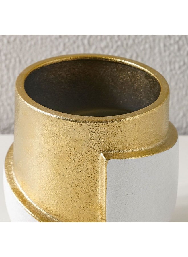 DANUBE HOME Danube Home Mateo Ceramic Dothy Planter - 20X20X22 Cm| White/Gold Flower Pot For Home Decor Collection Indoor/Outdoor Vases For Plants Durable Ceramic Planters Decorative Home Accessories  - Image 2