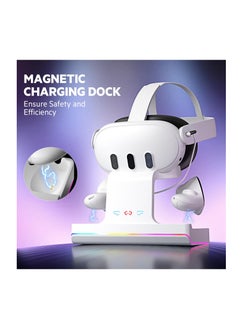 XICEN Charging Dock for Oculus/Meta Quest 3 with RGB Light, VR Headset Charging Station with USB-C Fast Charging, Headset and Controller Display Stand Accessories with 2 x 1800Mah Rechargeable Batteries  - Image 5