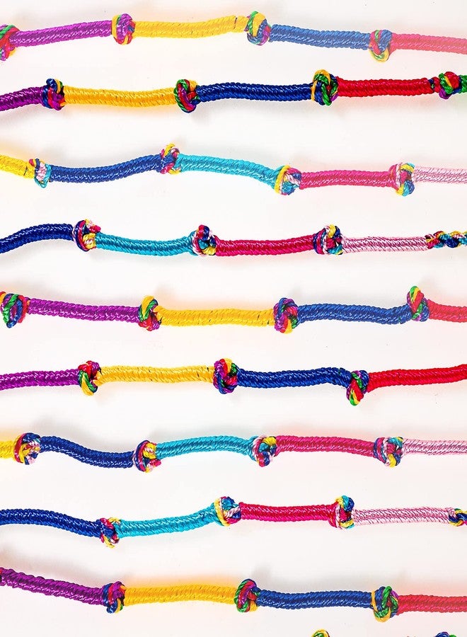 Juinte سوار الصداقة المجدول 60 قطعة بألوان متنوعة، أساور مصنوعة يدويًا من خيوط للعيد المكسيكي سينكو دي مايو، هدايا لحفلات المراهقين - Image 4