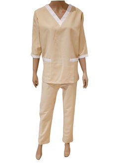 Rannah's Uniform Scrubs Three-Quarter Sleeve Medical Uniform Unisex Top and Pants Beige Nurse Suit Set  - Image 2