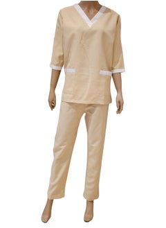 Rannah's Uniform Scrubs Three-Quarter Sleeve Medical Uniform Unisex Top and Pants Beige Nurse Suit Set  - Image 3