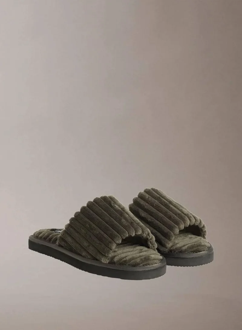 Calvin Klein Jeans Beluga Soft Padded Corduroy Slippers for Women | Best Price UAE