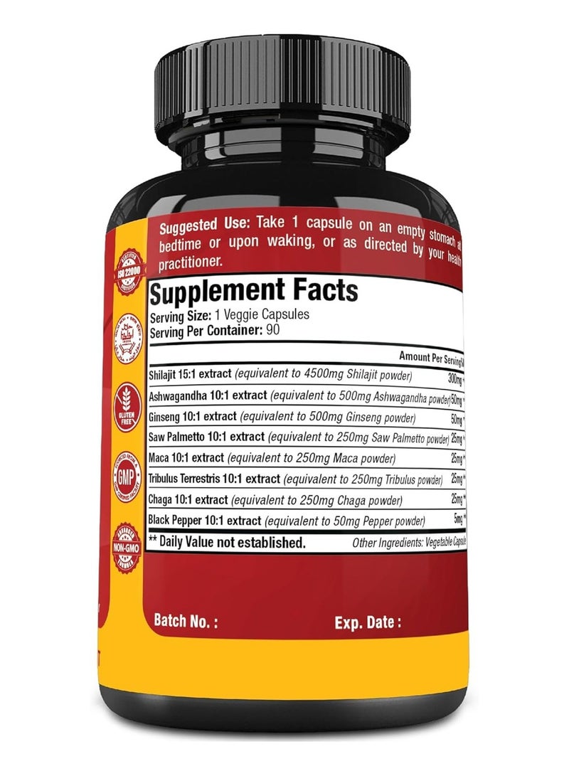 Papnami Shilajit Extract Capsules 6550mg Immune Support Brain Boost Supplement 3 Months Supply-90 Capsules - Image 2